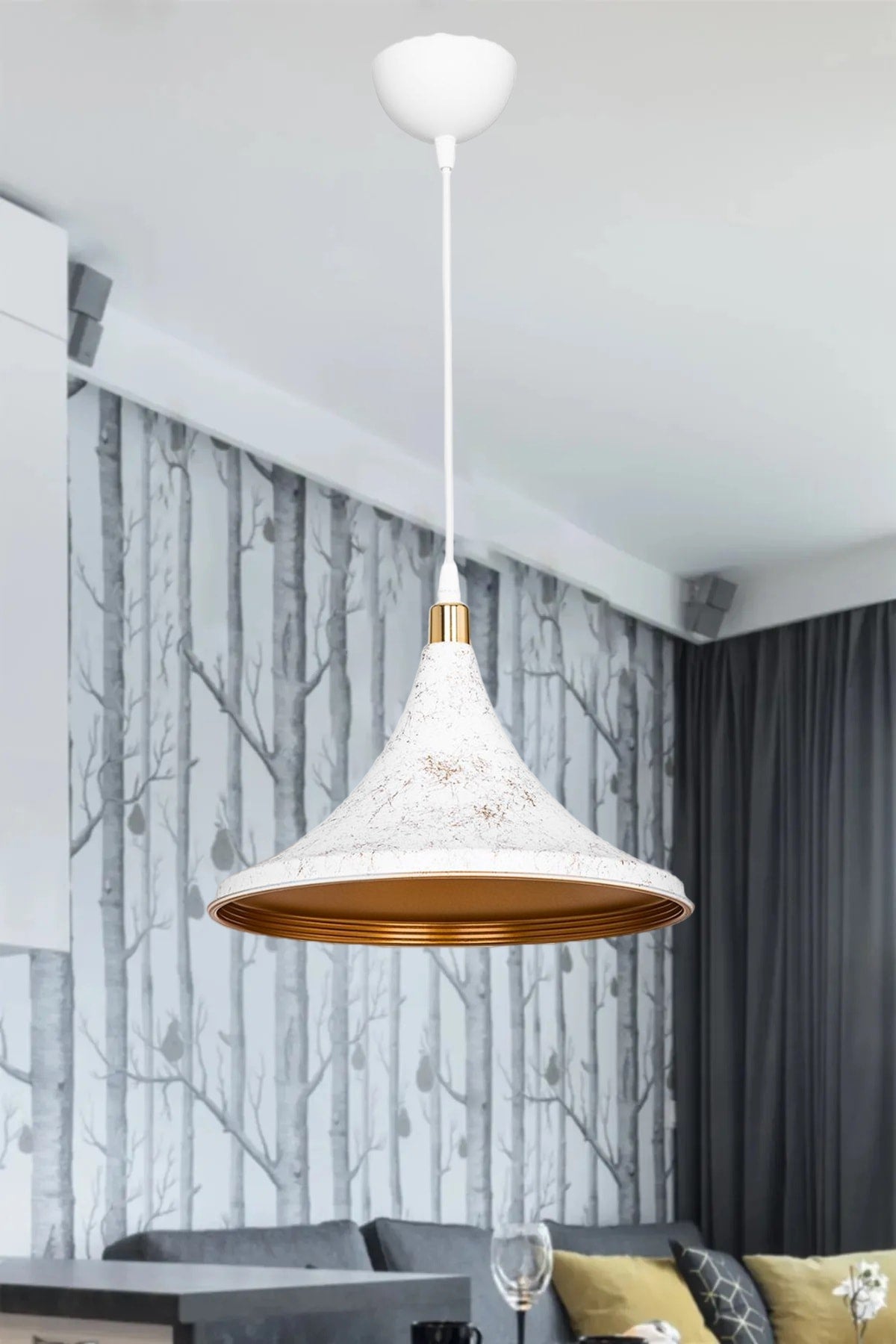 White Marble Pattern Pendant Lamp Chandelier Bedroom Living Room Kitchen Hallway Lamp