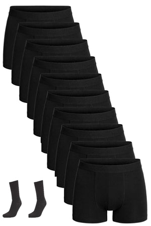 10 Pcs Cotton Lycra Boxer 1 Pair Black Long Socks Gift