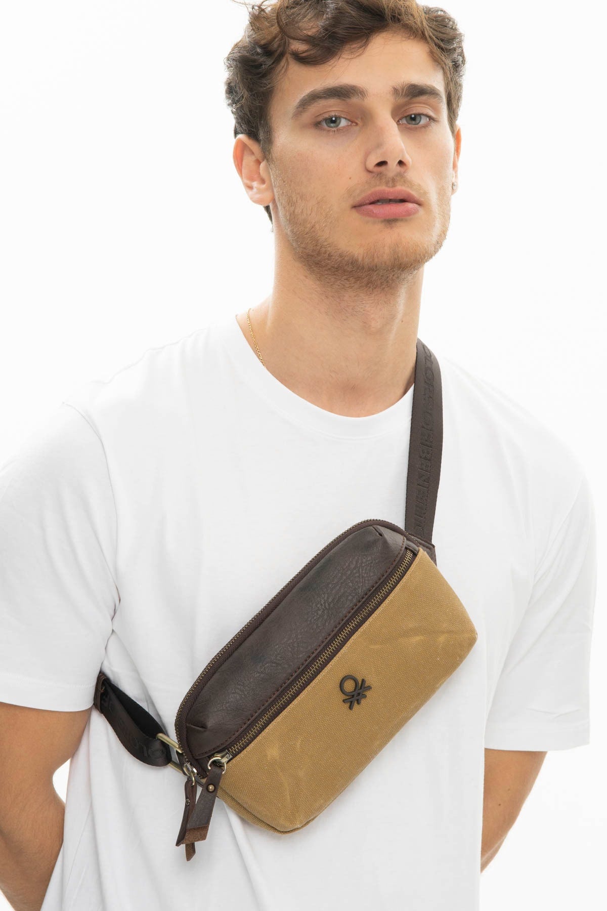 Benetton Men'S Waist Bag Beige Bnt1011