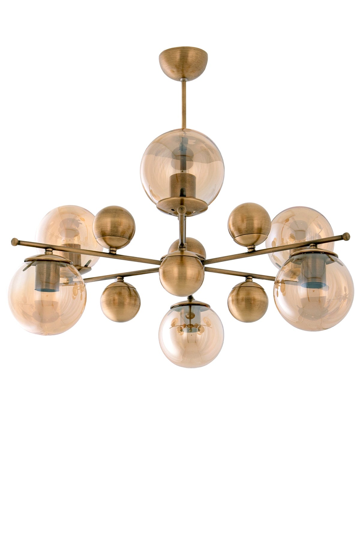 Salkım 6-Piece Antique Yellow Pendant Lamp Chandelier - Çakır Avize