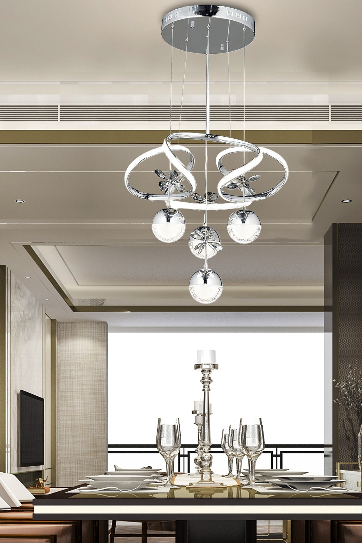 Luxury Modern Pendant Lamp Butterfly Led Chandelier Chrome Led Chandelier White Light