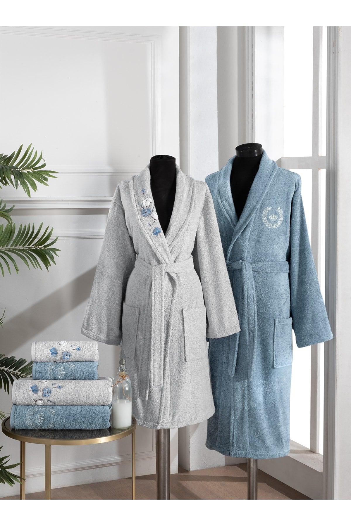 100% Cotton Embroidered Women Men 6 Piece Bathrobe Set | Bathrobe Set | Dowry set - Swordslife