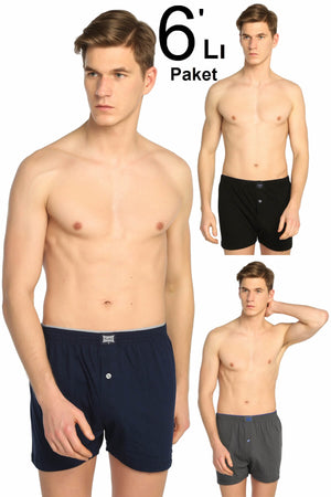 Men'S Mixed Color 6 Pack Combed Buttoned Boxer Elf568T0117Ccm6