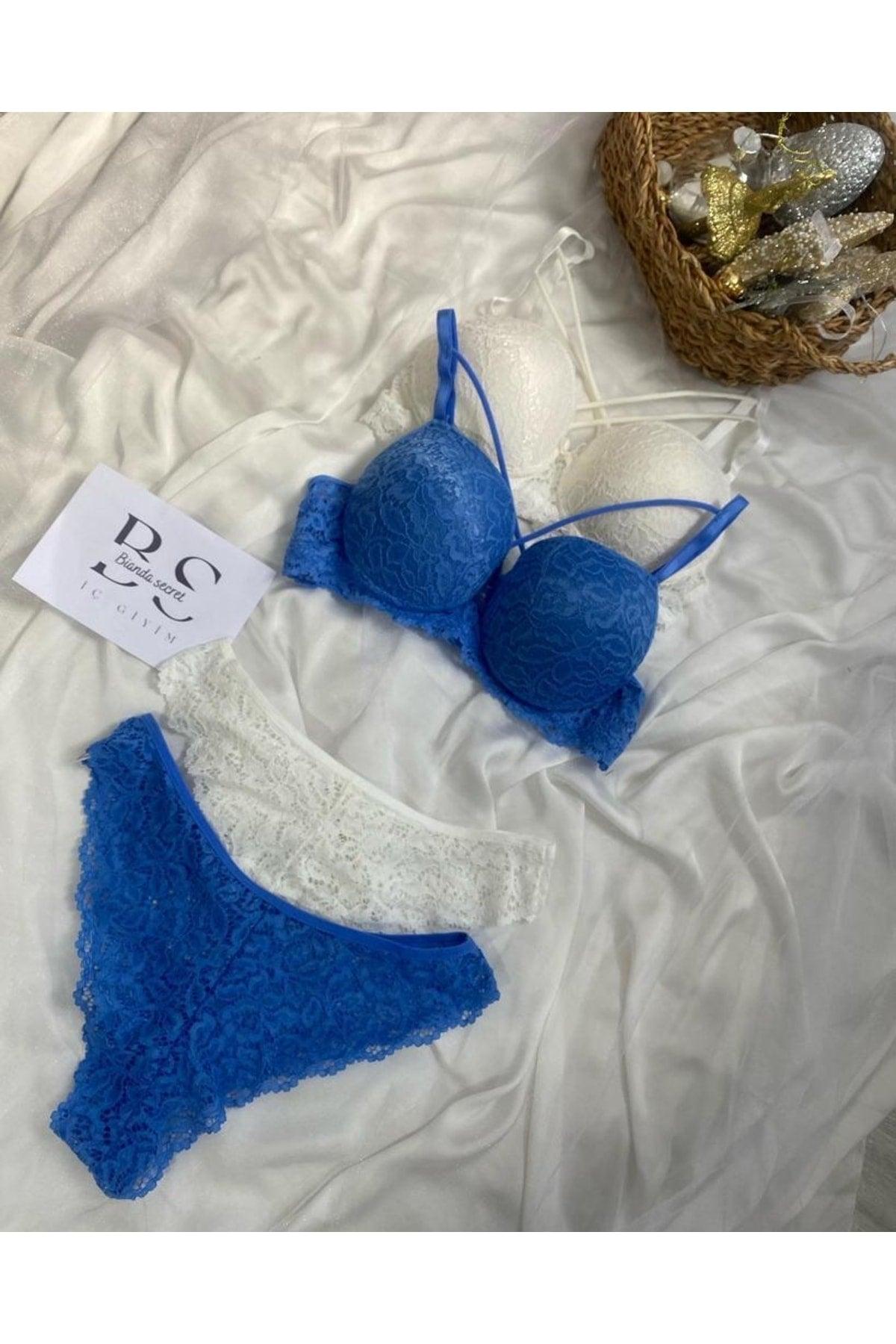 Women's Lace Detailed Half Padded Bra Set - Swordslife