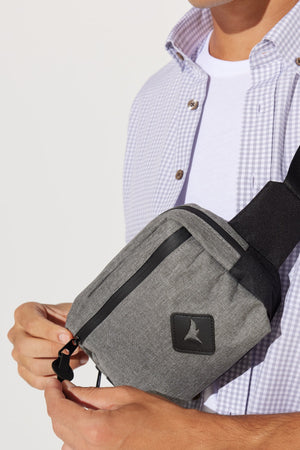 Men'S Grey-Black Zippered Waist Bag