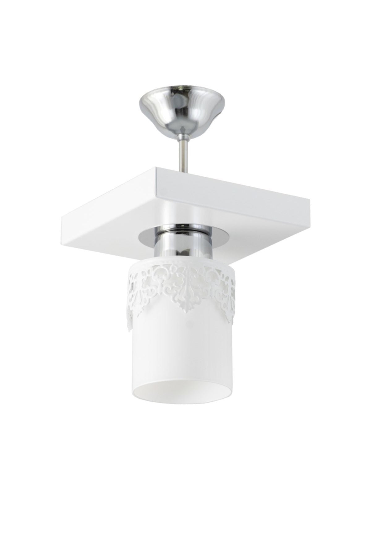 Single Modern Sports Model White Chandelier With Square Tray Crown