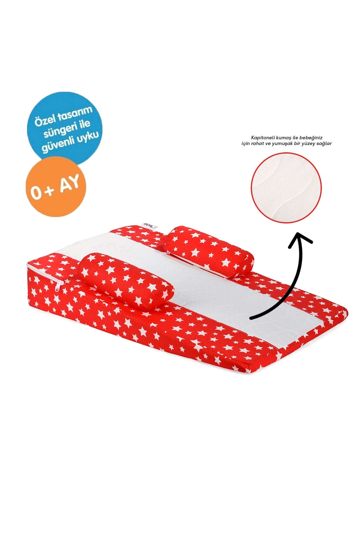 Multi-Function Washable Orthopedic Baby Reflux Mattress-Degassing Baby Reflux Pillow Red