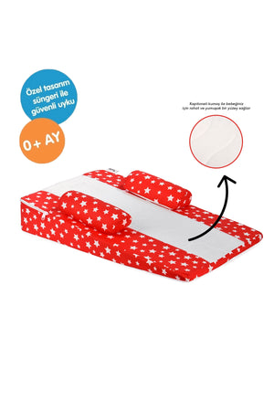 Multi-Function Washable Orthopedic Baby Reflux Mattress-Degassing Baby Reflux Pillow Red