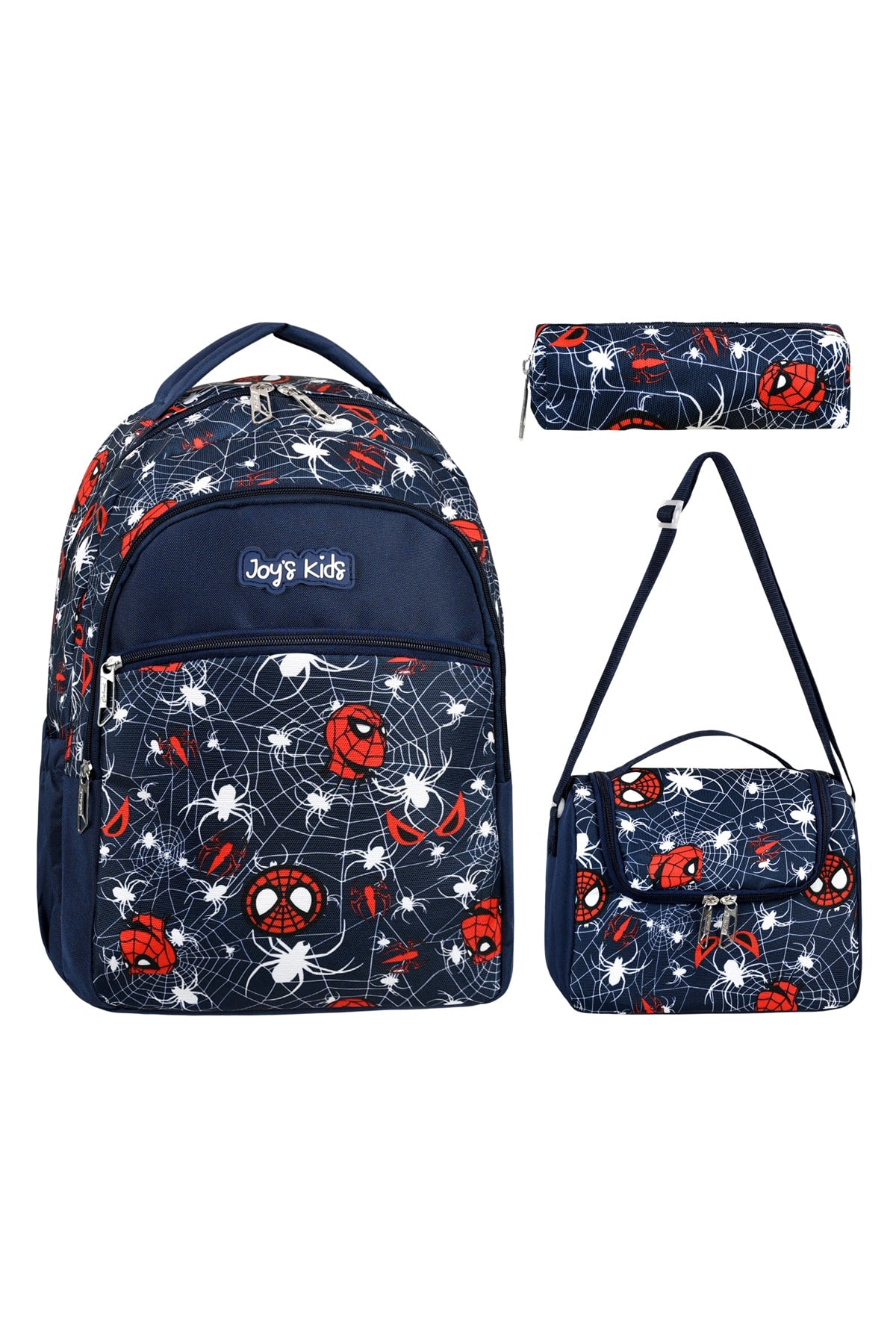 Licensed Spider-Man Patterned Primary School Bag Lunch Box And Pencil Holder Set Of 3