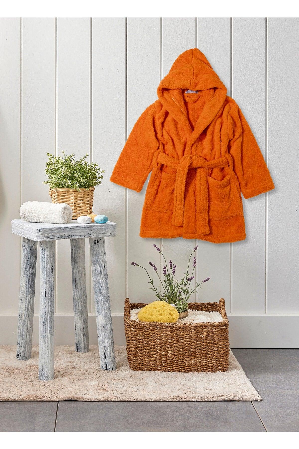 Welsoft Hooded Kids Orange Bathrobe - Swordslife