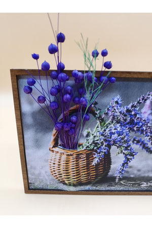 Gift Purple Dried Flower Natural Decorative Picture Wooden Frame