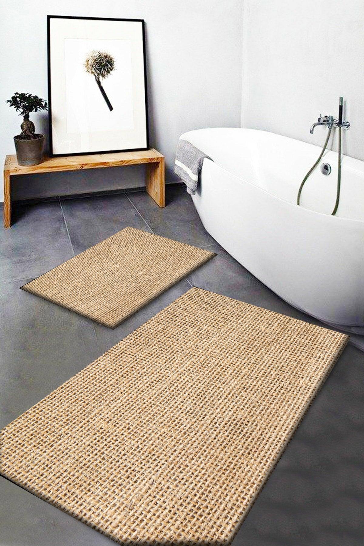 Wicker Sisal Jute Patterned Washable Non-Slip 2-Set Bathroom Carpet Doormat Closet Set Jtsbny-8 - Swordslife