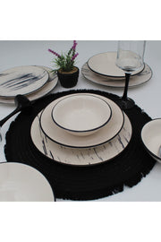 Anka 24 Pcs Dinnerware Set For 6 Persons - Patterned Black Fishnet