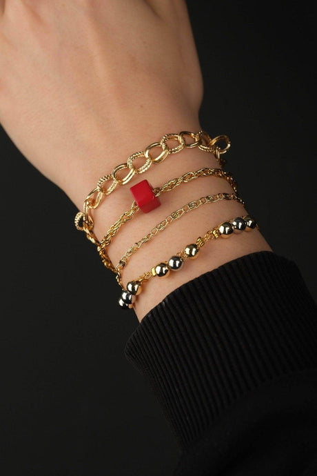 4 Pieces Women's Colored Combination Bracelet Set - Swordslife