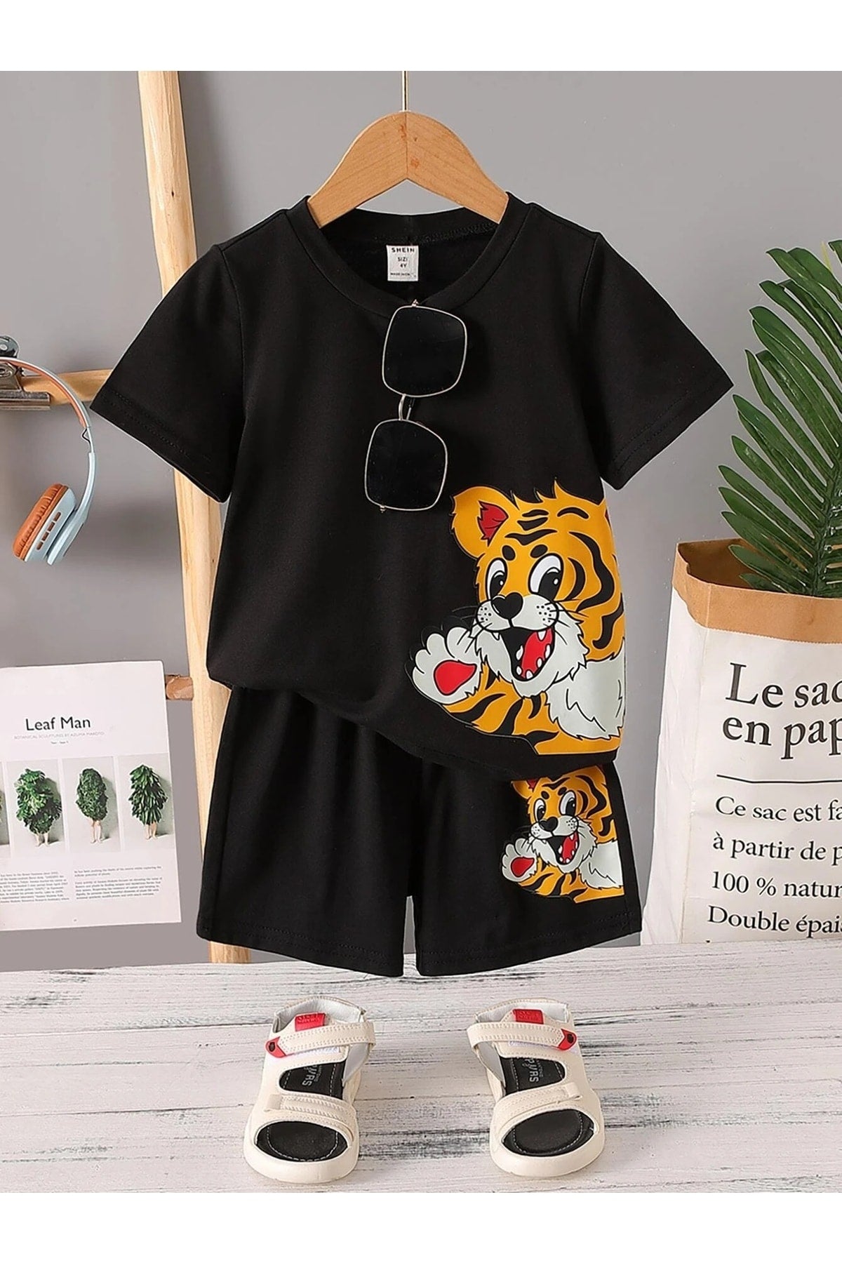 Boys Tiger Pattern T-Shirt And Shorts Set