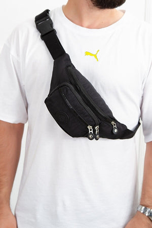 Unisex Crinkle Fabric Water & Dirt Resistant Cross Strap Waist Shoulder And Chest Compatible Sports Bag