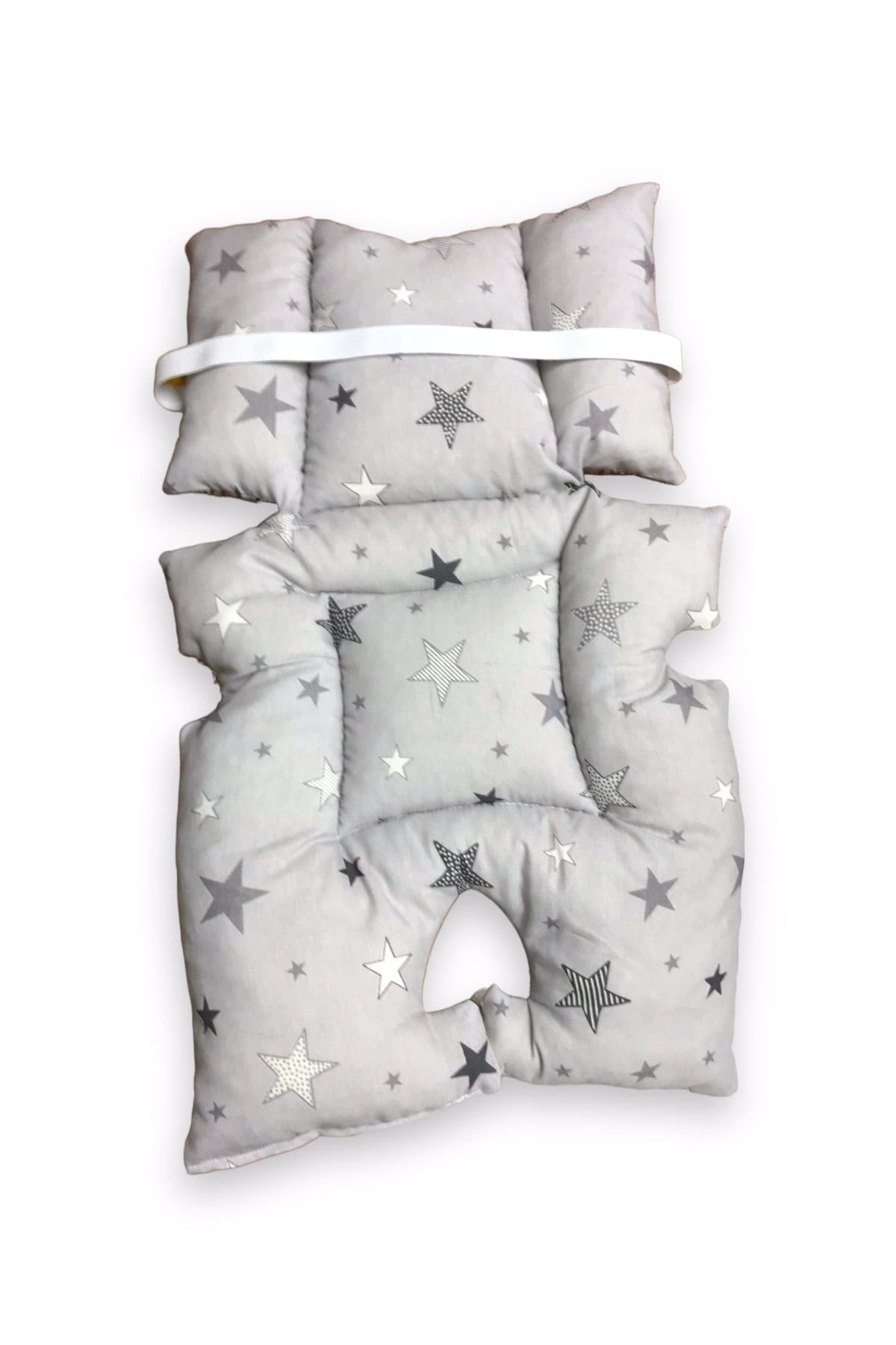 Cotton Baby Stroller And Baby Carriage Cushion With Waist Support New Gray Starry