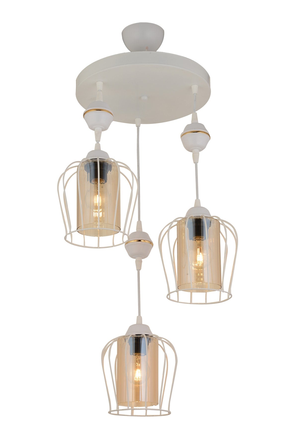 Parachute Pendant Lamp 3-Piece White Modern Downward Facing Chandelier