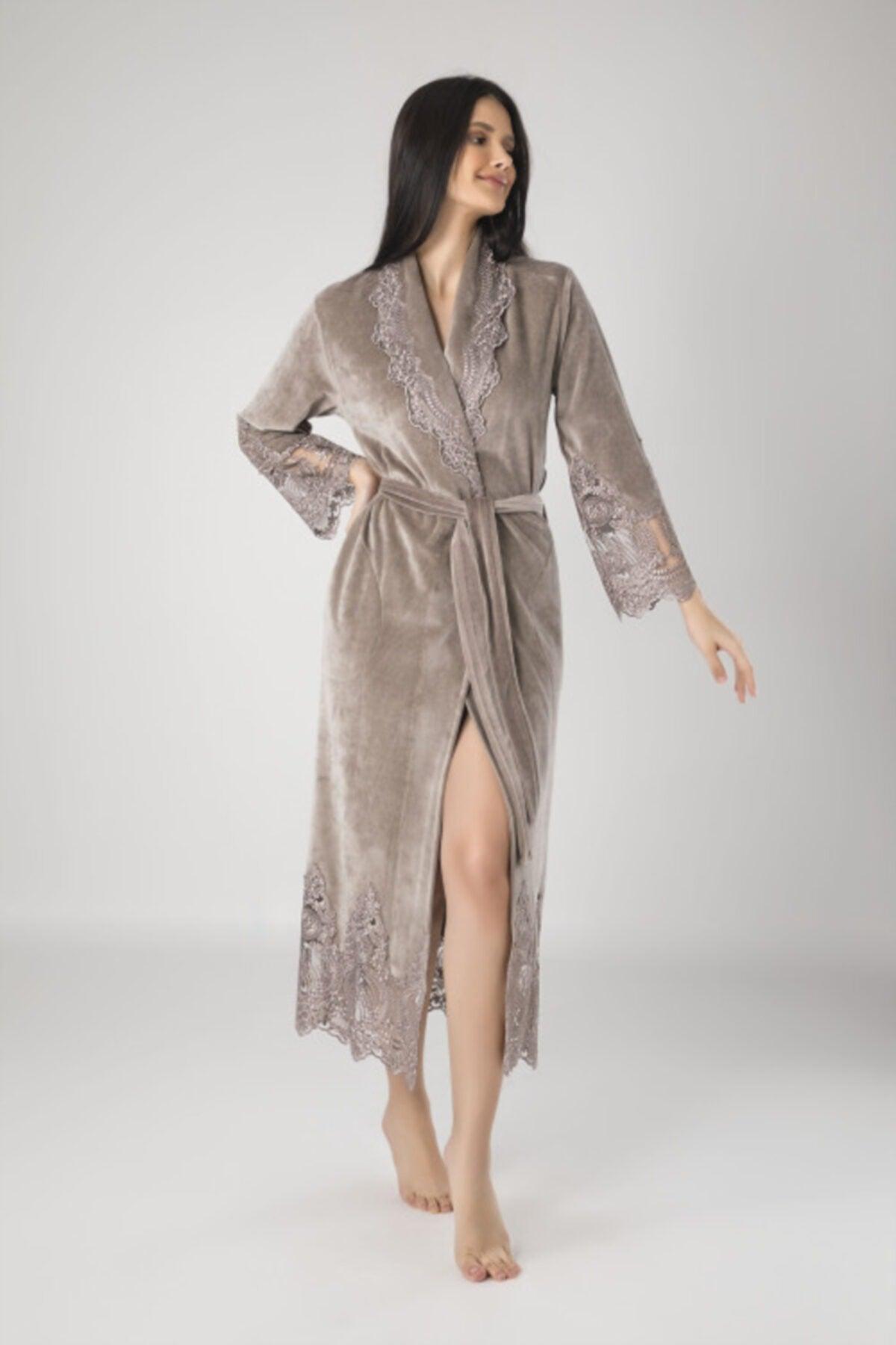 Lacy Bambo Cotton Niki Velvet Women's Bathrobe - Swordslife