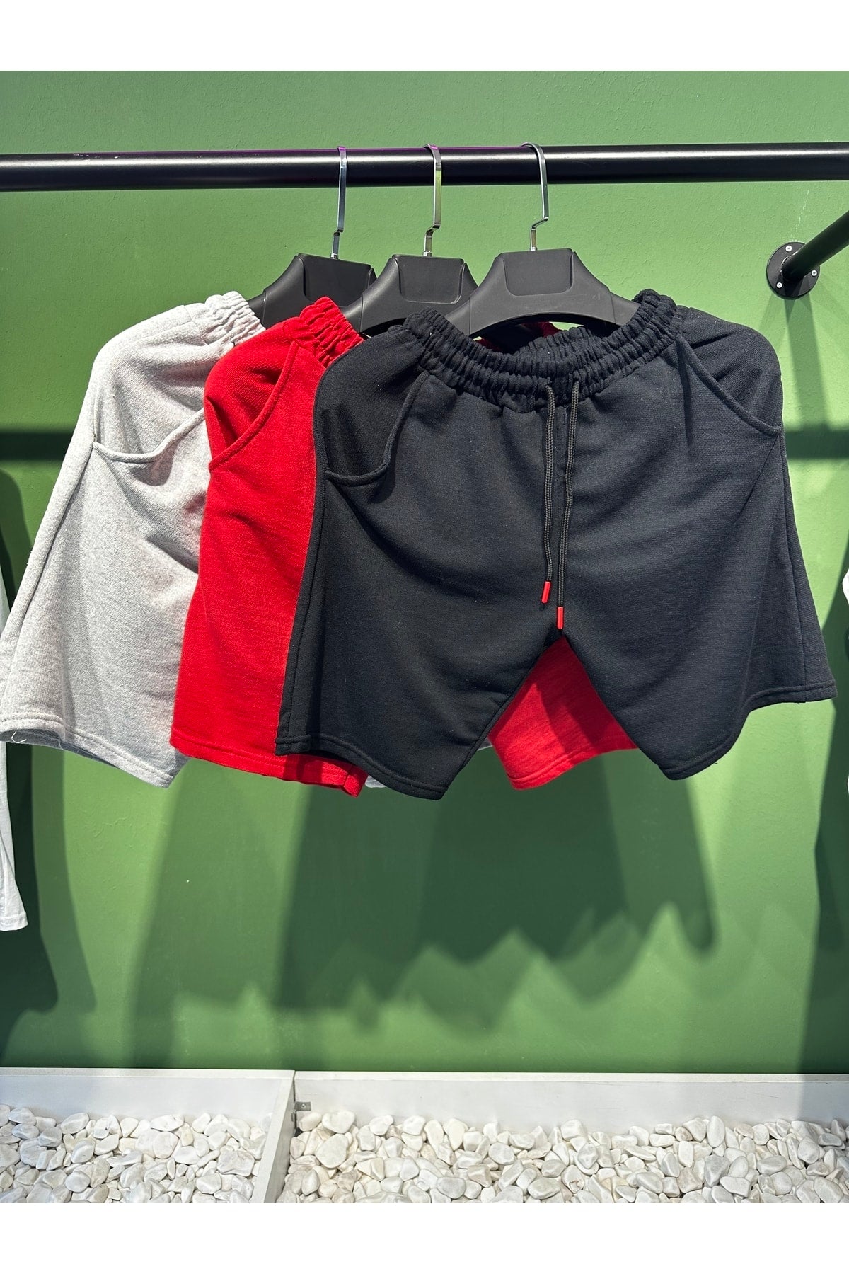 Black Gray Red Unisex Men'S 3 Pcs Shorts