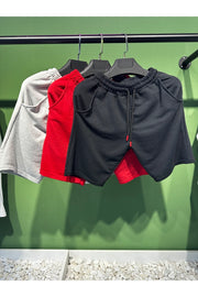 Black Gray Red Unisex Men'S 3 Pcs Shorts