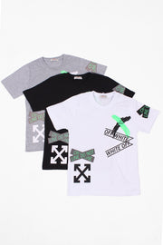 3 Piece Printed X Collection Boys White Black Gray T-Shirt