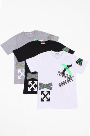 3 Piece Printed X Collection Boys White Black Gray T-Shirt