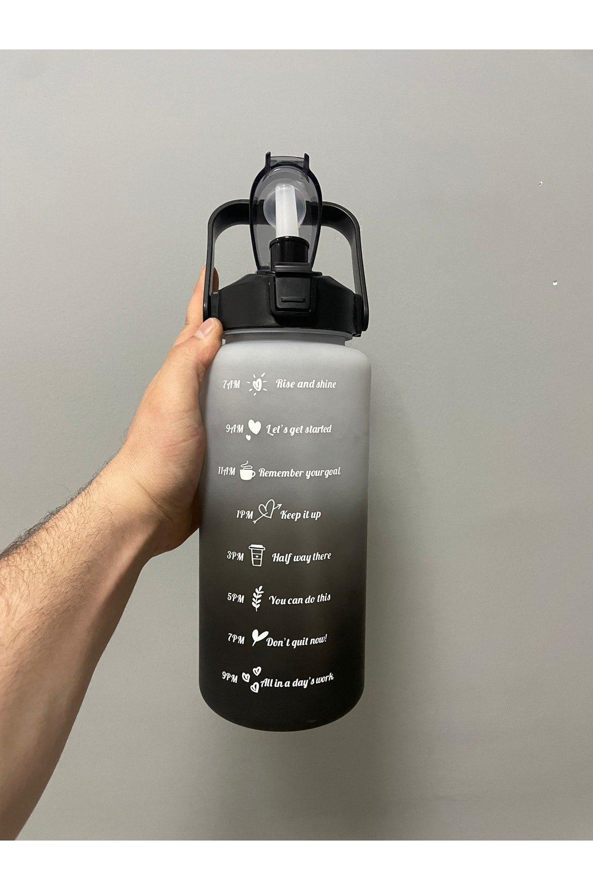 Premium Black Motivational Water Bottle Water Bottle 2L Tritan Gym Water Bottle Bpa Free Water Bottle