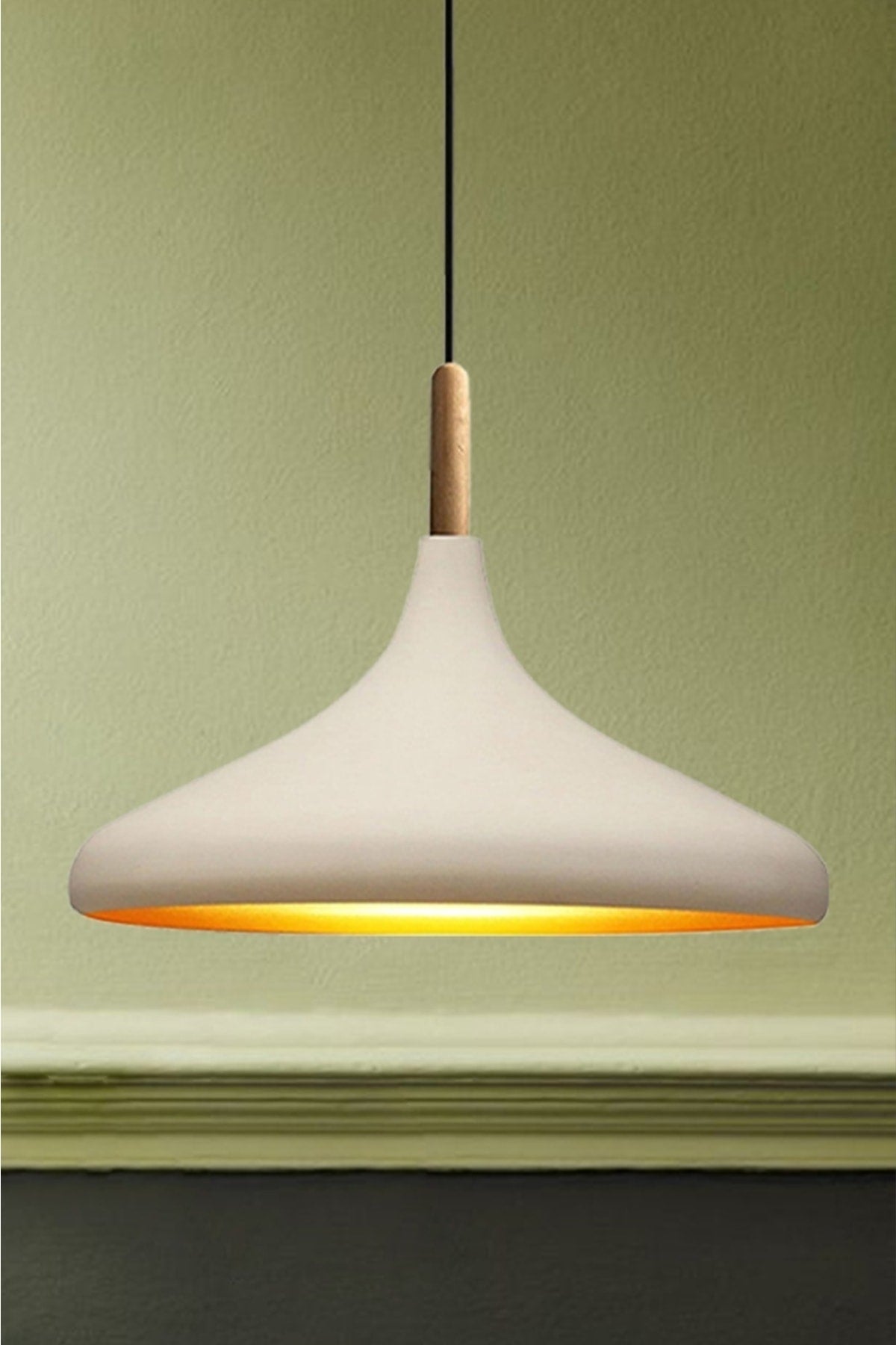 White Champion Wooden Single Chandelier Pendant Lamp Living Room Kitchen Cafe Boutique Lamp Lighting Chandeliers