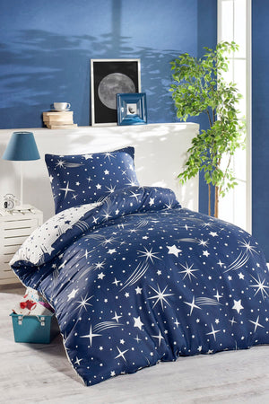 Single Junior Duvet Cover Set Halley Navy Blue