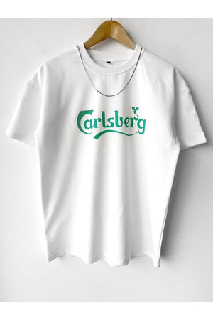 Men'S Oversize Calsberg Printed Crew Neck T-Shirt