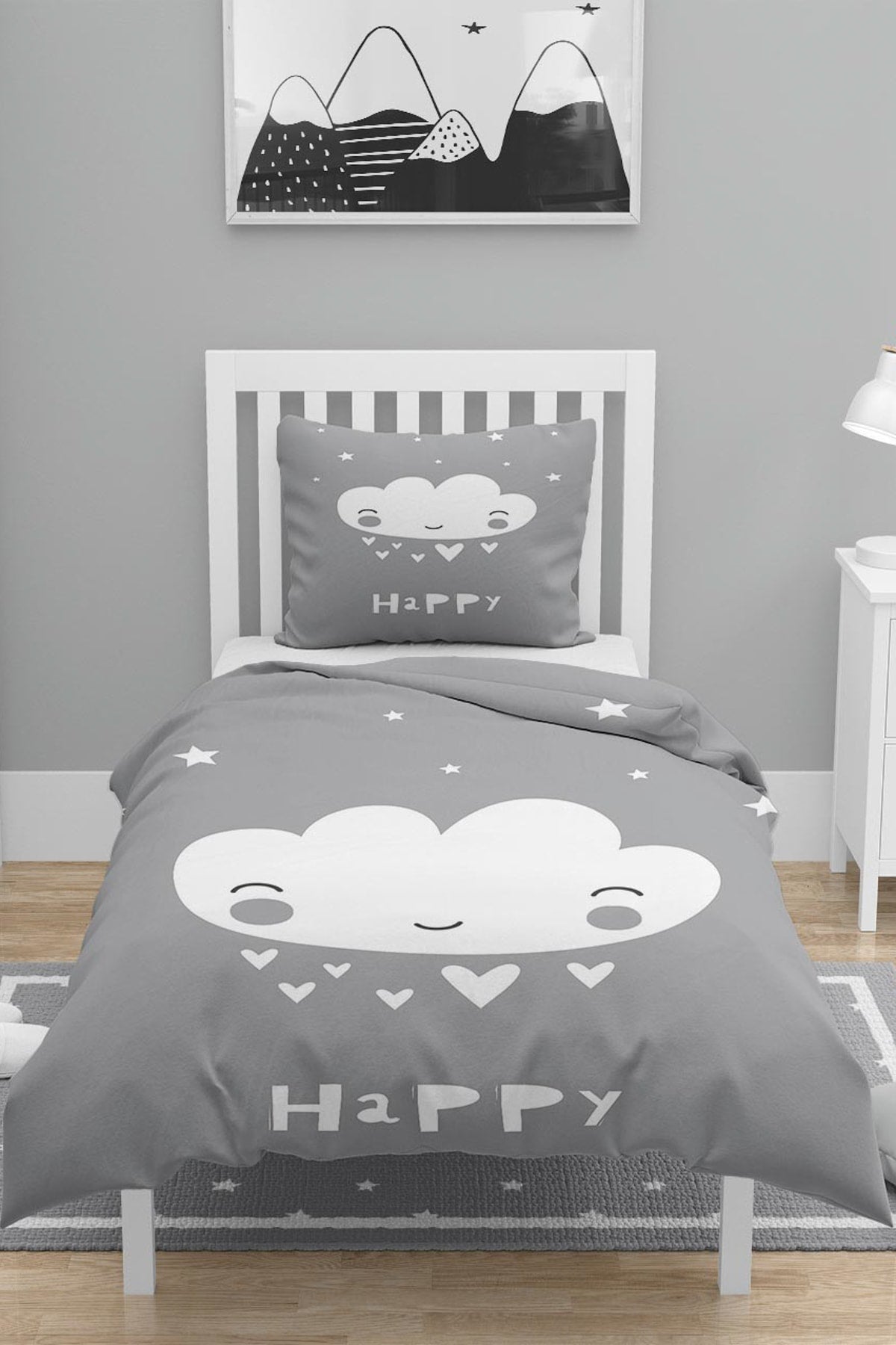 Else White Cloudy Single Child 3D Patterned Duvet Cover Set
