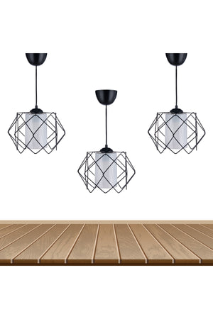 Black Design White Mica Multi Square Living Room Kitchen Bathroom Bedroom Children'S Room Entrance Chandelier (3 Pcs)