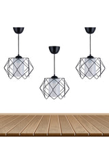 Black Design White Mica Multi Square Living Room Kitchen Bathroom Bedroom Children's Room Entrance Chandelier (3 PCS)