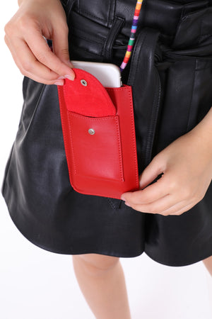 Red Color, Colorful Strap Shoulder Bag Cell Phone Bag Card Holder