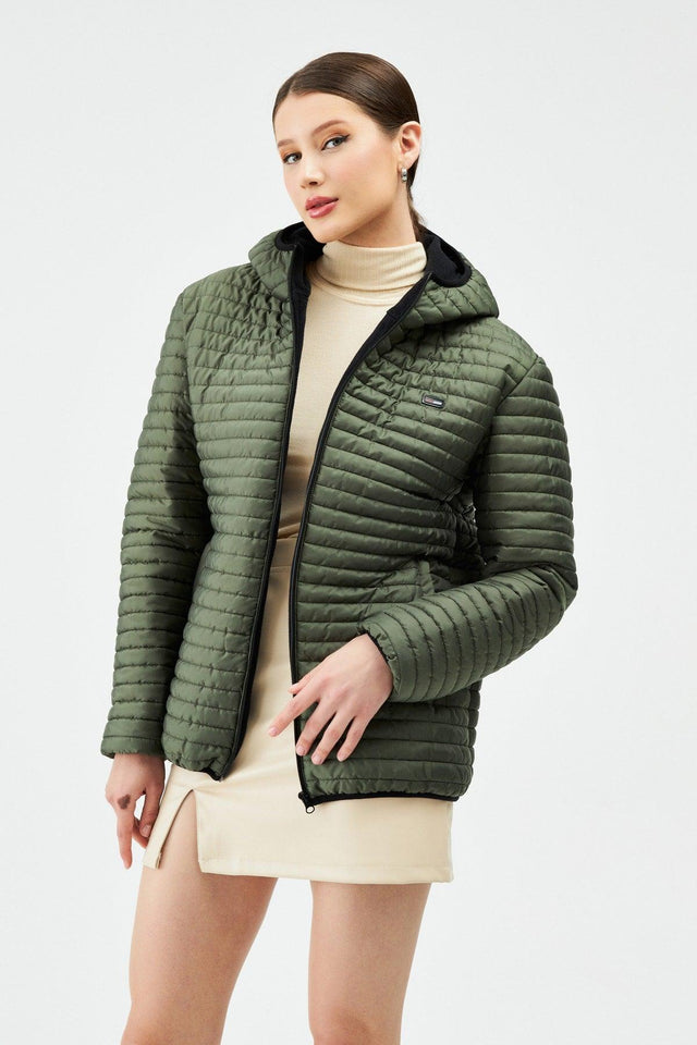 Women's Khaki Polar Fleece Waterproof And Windproof Coat - Swordslife