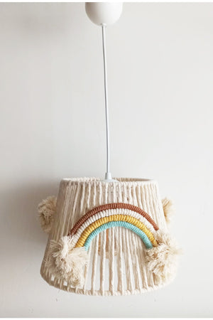 Macrame String Wrap Rainbow Appliqued Handmade Pompom Baby And Children'S Room Chandelier (18)