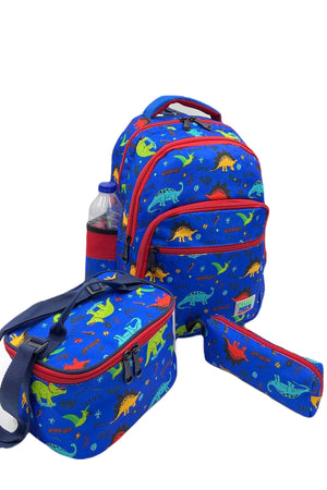 Dinosaur Patterned Baby Boy Backpack Primary School Bag With Food And Pencil Holder