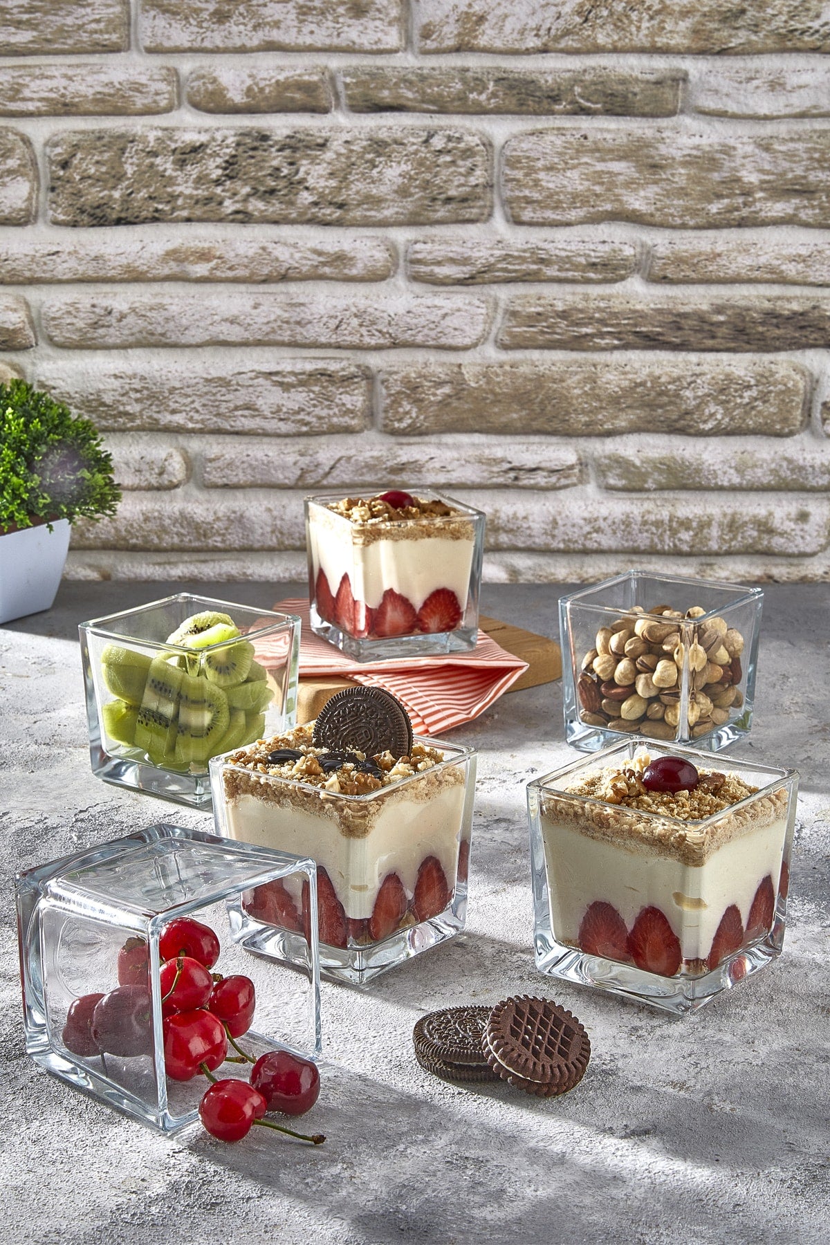 6' Magnolia Cup Bowl Glass Magnolia Pudding Dessert Ice Cream Bowl Presentation Set
