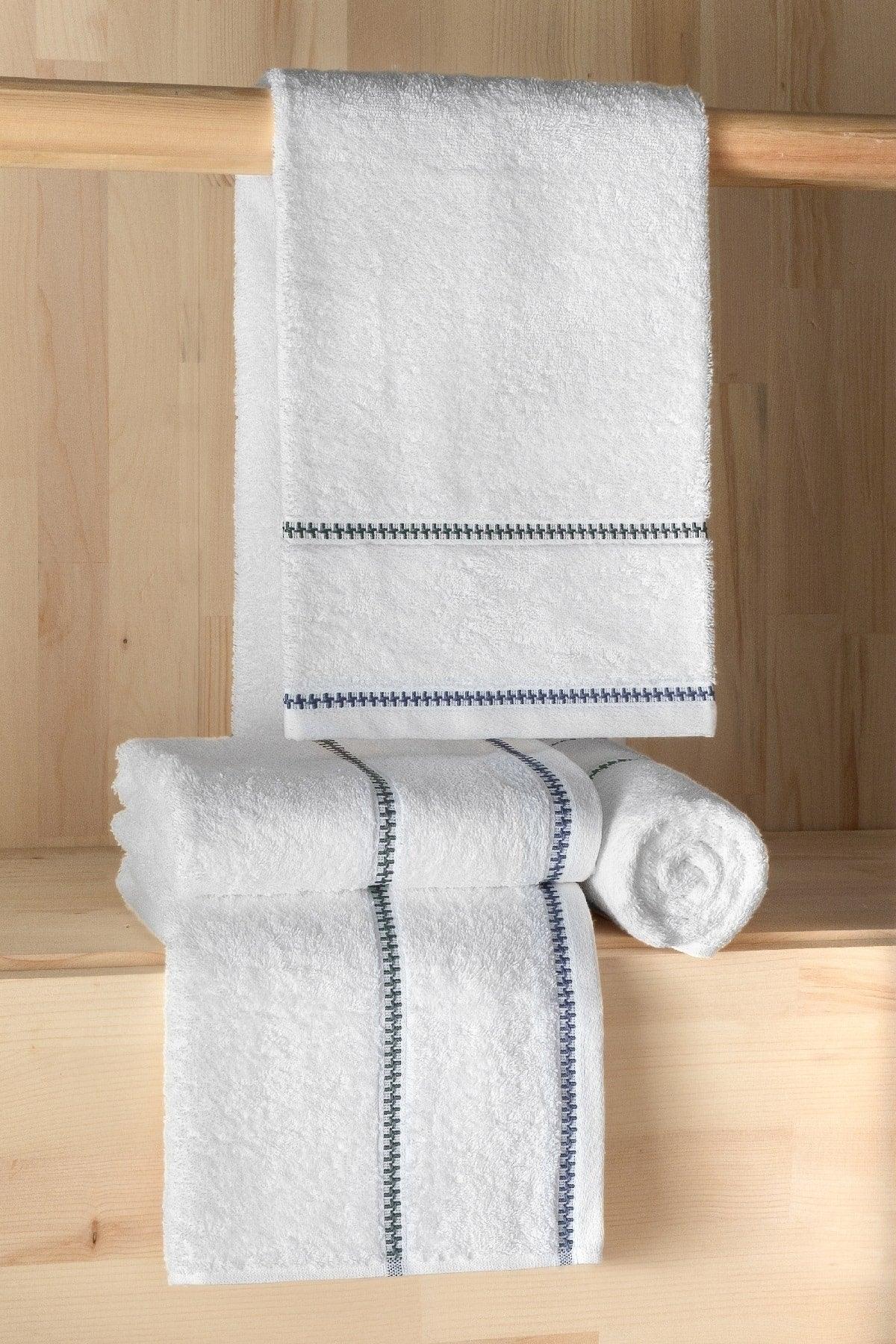 Profundo White - Extra Soft, Modern 100% Cotton 50 X 90 Cm Hand / Face Towel Set - Swordslife