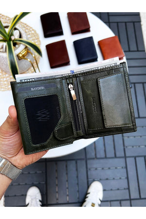 Luna Genuine Leather Handy Coin Holder Kibar Men'S Wallet Crazy Green