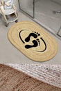 Else Footprint Patterned Rope Straw Jute Knit Oval Bathroom Rug Toilet Seat Shower Front Mat - Swordslife