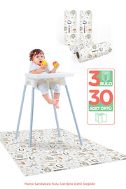 Highchair Under And Activity Supplementary Cover | 3-Pack 30 Pieces | Use Discard | Forest Animals