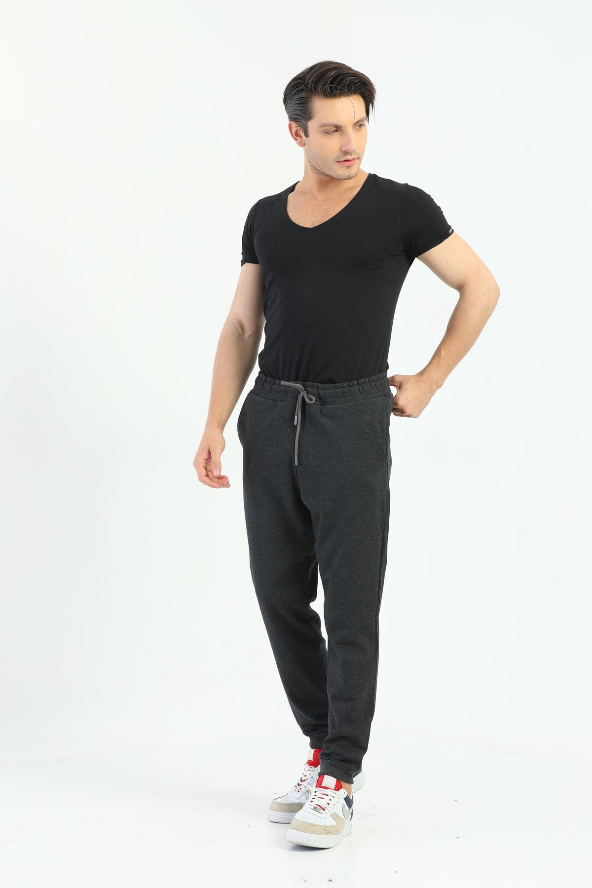 Men'S Dark Anthracite Raised Jogger Sweatpants