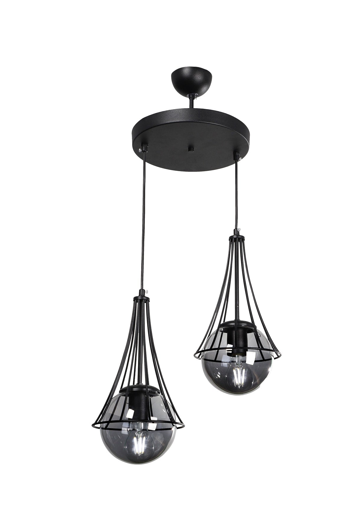 Lapis 2nd Black-smoked Globe Glass Chandelier