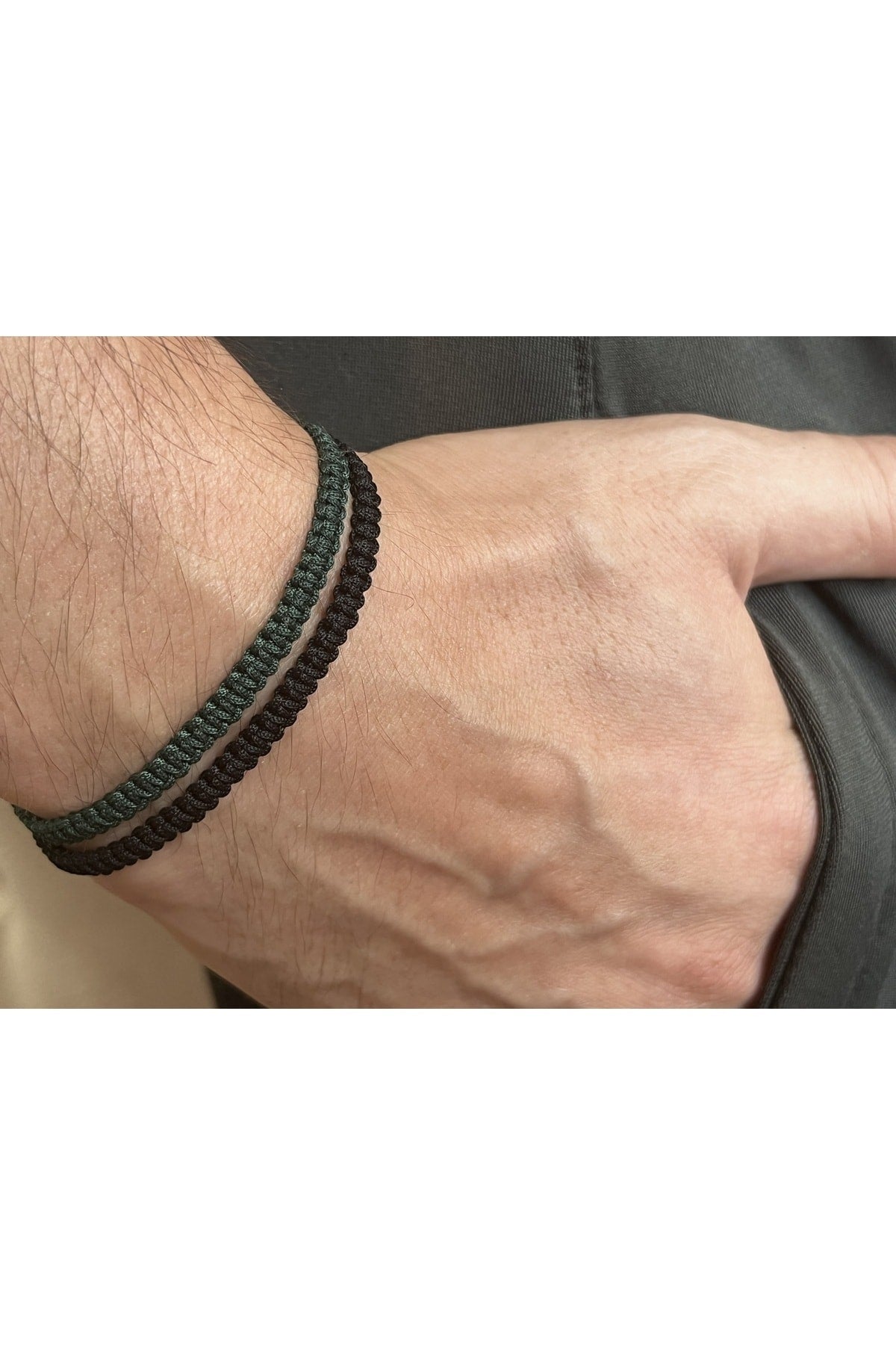 Unisex Macrame Bracelet Black Khaki Green-Gift Bracelet-Rope Bracelet