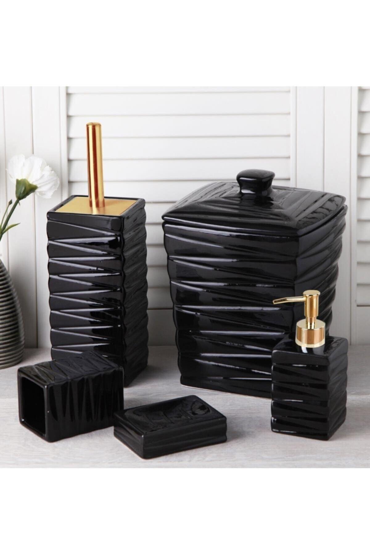 Perotti Leo 5pcs Bathroom Set Square Black 140419-5b - M2 - Swordslife