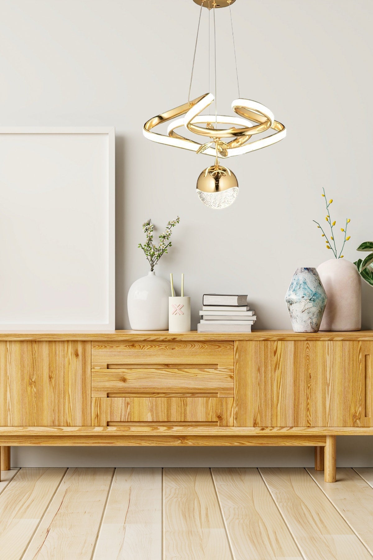 Modern Single Pendant Lamp Power Led Chandelier Concept Product Gold Yellow Led Chandelier