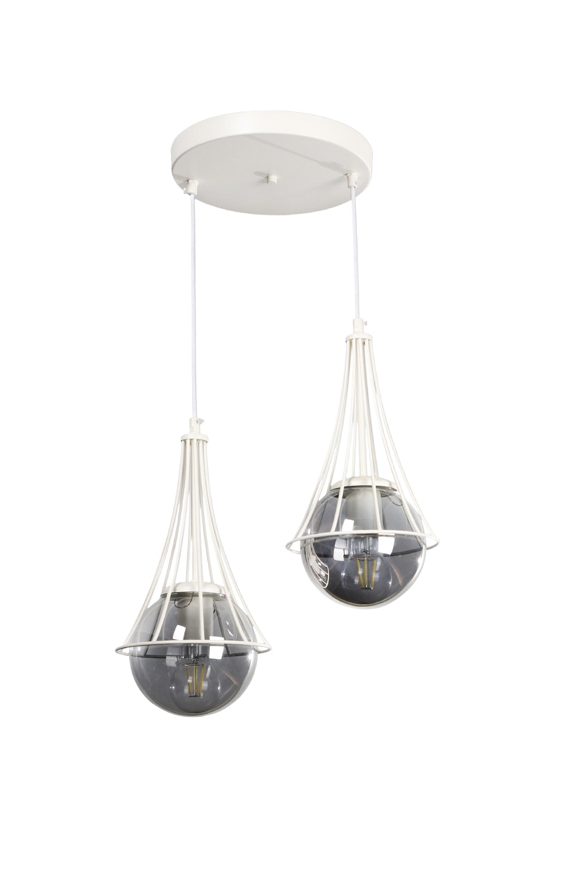 Lapis Double White-Smoked Glop Glass Chandelier