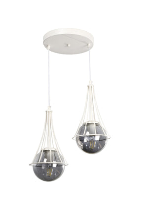 Lapis Double White-Smoked Glop Glass Chandelier